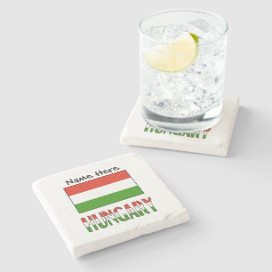 Posavasos De Piedra Hungría y Bandera de Hungría Personalizados