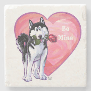 Posavasos De Piedra Husky El día de San Valentín