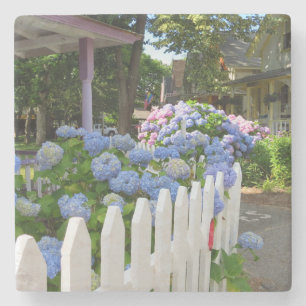 Posavasos De Piedra Hydrangeas y la valla de Picket - Viñedo de Martha