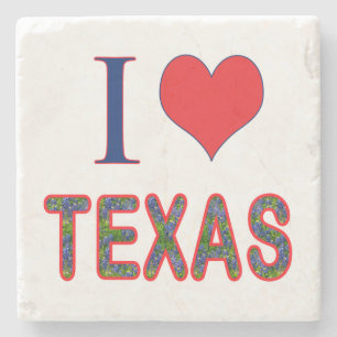 Posavasos De Piedra I (Corazón) Amor Texas Bluebonnet