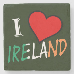 Posavasos De Piedra I Heart Ireland overlay Stone Coaster cn