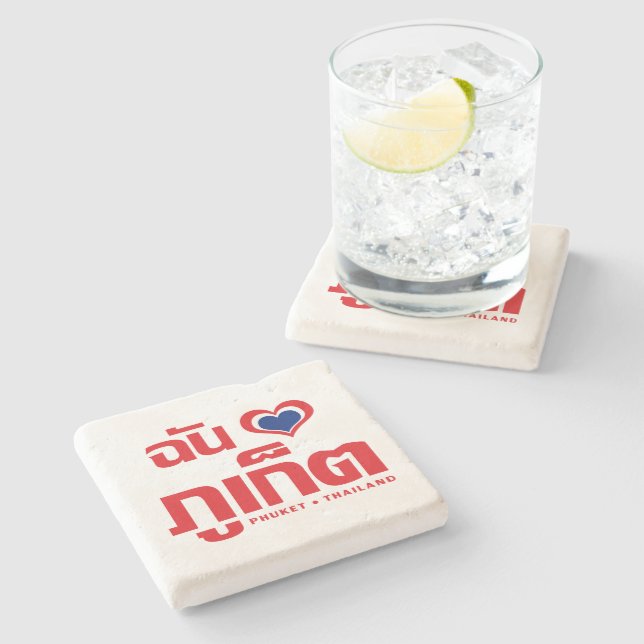 Posavasos De Piedra I Heart (Love) Phuket + Tailandia (Lateral)