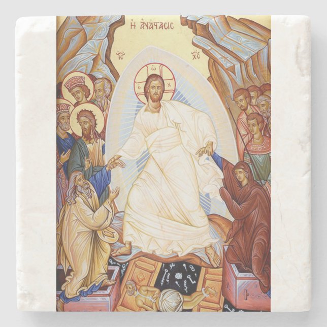 Posavasos De Piedra Icono ortodoxo de la resurrección de la Anastasis (Anverso)