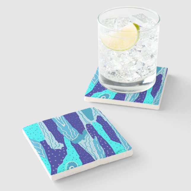 Posavasos De Piedra Icy Blue Ocean (Lateral)