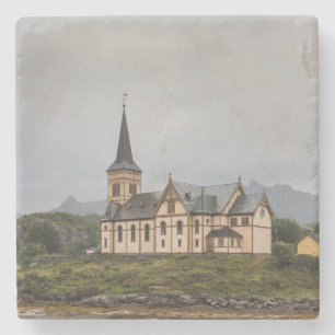 Posavasos De Piedra Iglesia de Lofoten Vågan Foto de viaje