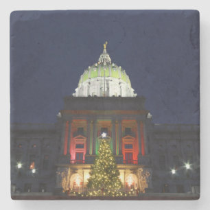 Posavasos De Piedra Iluminación del árbol de Navidad del Capitolio Est