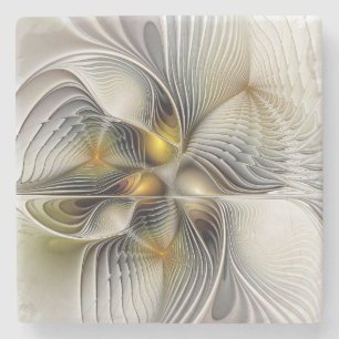 Posavasos De Piedra Ilusión óptica abstracta fractal 3D con profundida