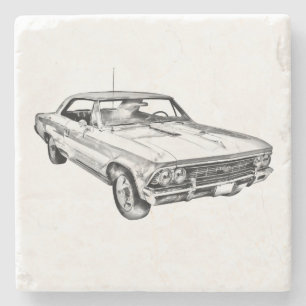 Posavasos De Piedra Ilustracion 1966 de Chevy Chevelle SS 396