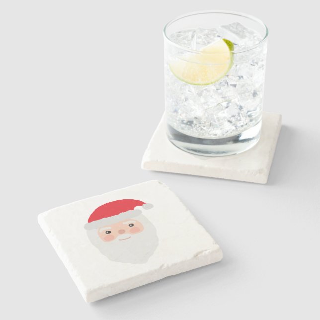 Posavasos De Piedra Ilustracion alegre de Santa Pintura (Lateral)