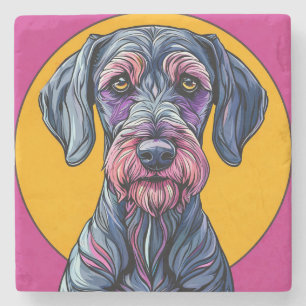 Posavasos De Piedra Ilustración artística colorida de un perro contra 