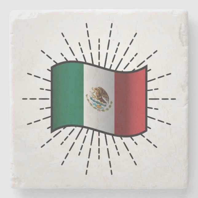 Posavasos De Piedra Ilustracion Bandera Nacional de México (Anverso)
