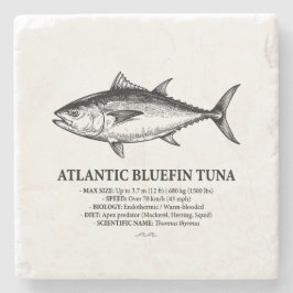 Posavasos De Piedra Ilustración científica del atún rojo del Atlántico