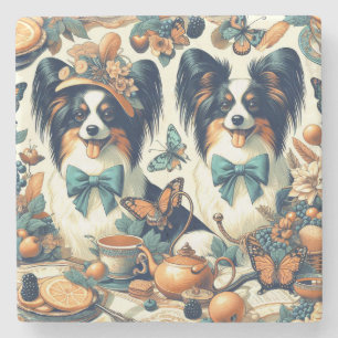Posavasos De Piedra Ilustracion Cute Papillon Dog