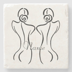 Posavasos De Piedra Ilustracion de arte femenino Thunder_Cove
