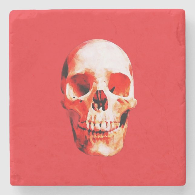 Posavasos De Piedra Ilustracion de arte pop Skull (Anverso)