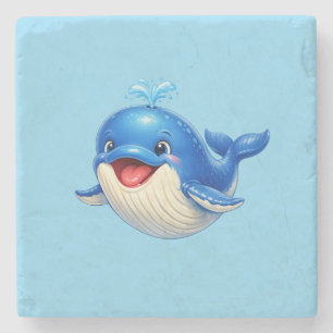 Posavasos De Piedra Ilustración de ballena linda con ojos grandes Anim