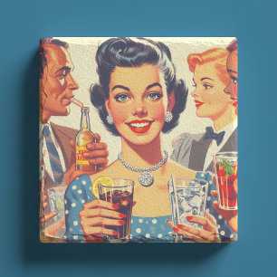 Posavasos De Piedra Ilustracion de bebidas de la década de 1950