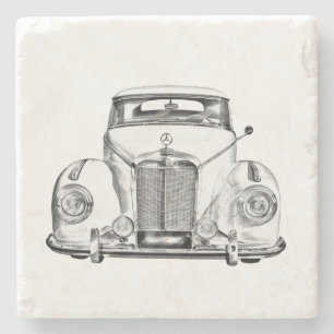 Posavasos De Piedra Ilustración de coche clásico de lujo Mercedes Benz