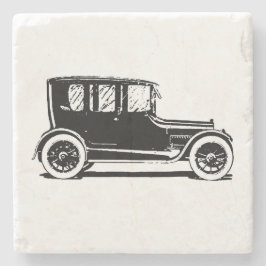 Posavasos De Piedra Ilustración de coche negro vintage