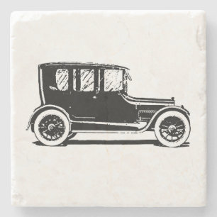 Posavasos De Piedra Ilustración de coche negro vintage