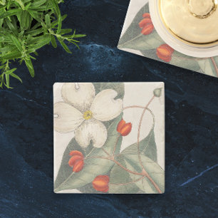 Posavasos De Piedra Ilustracion de flor de madera de madera de madera