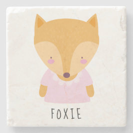 Posavasos De Piedra Ilustracion de Fox Cute - Personalizable