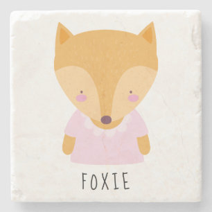 Posavasos De Piedra Ilustracion de Fox Cute - Personalizable