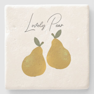 Posavasos De Piedra Ilustración de fruta de pera 
