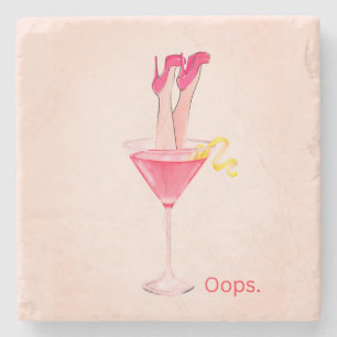 Posavasos De Piedra Ilustración de humor de cóctel, carrito de bar ros