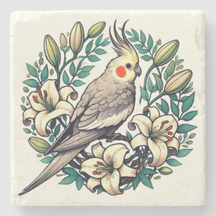 Posavasos De Piedra Ilustracion de pájaro Cockatiel