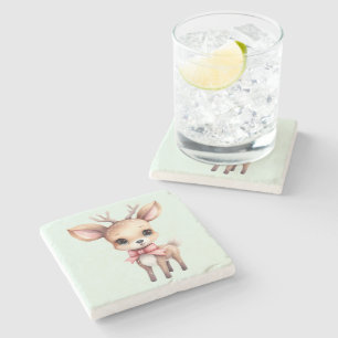 Posavasos De Piedra Ilustracion de Personalizado de ciervos para bebés