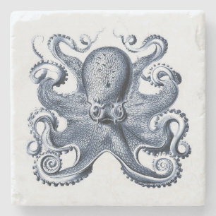 Posavasos De Piedra Ilustracion de pulpo azul de la Marina por Ernst H