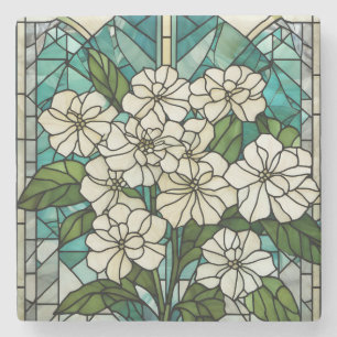 Posavasos De Piedra Ilustracion de vidrio templado Hydrangea