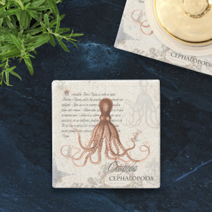 Posavasos De Piedra Ilustracion del pulpo vintage 🐙