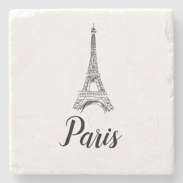 Posavasos De Piedra Ilustracion Eiffel Tower Paris (Anverso)