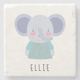 Posavasos De Piedra Ilustracion elefante lindo - Personalizable