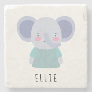 Posavasos De Piedra Ilustracion elefante lindo - Personalizable