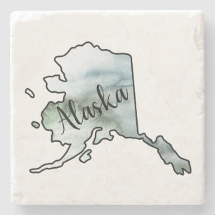Posavasos De Piedra Ilustracion Estatal de Alaska