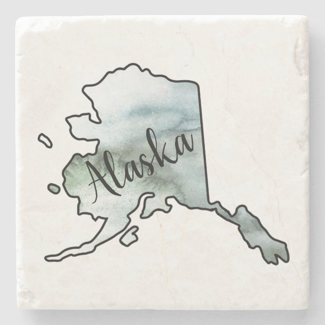 Posavasos De Piedra Ilustracion Estatal de Alaska (Anverso)
