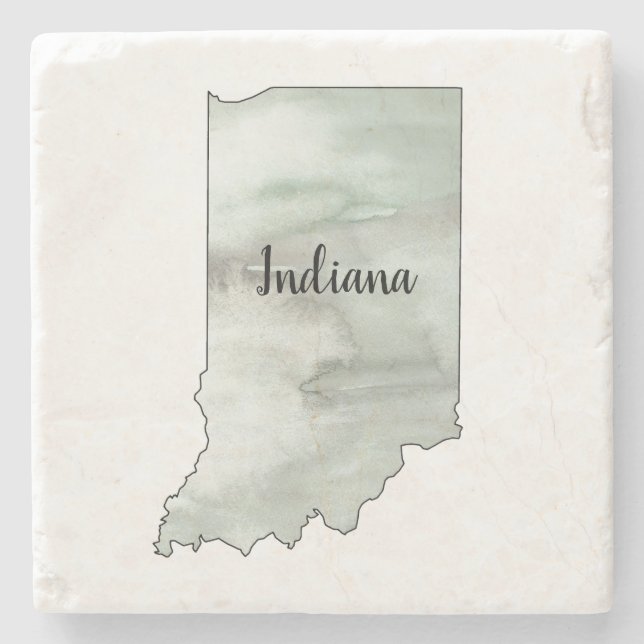 Posavasos De Piedra Ilustracion Estatal de Indiana (Anverso)