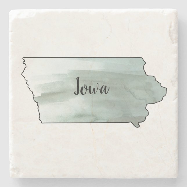 Posavasos De Piedra Ilustracion Estatal de Iowa (Anverso)