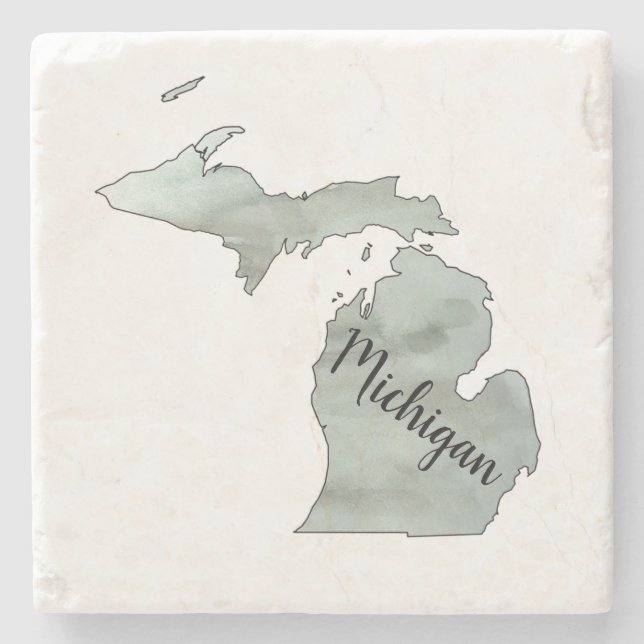 Posavasos De Piedra Ilustracion Estatal de Michigan (Anverso)