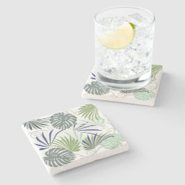 Posavasos De Piedra Ilustracion estilizado de plantas interiores popul