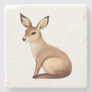 Posavasos De Piedra Ilustracion Fawn elegante - Encanto moderno de Woo