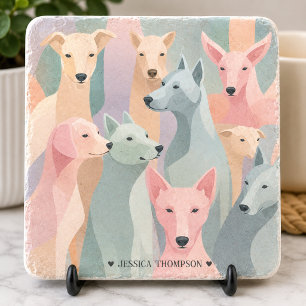 Posavasos De Piedra Ilustración minimalista de patrón de perro en colo