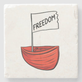 Posavasos De Piedra Ilustracion Nautical Freedom Boat