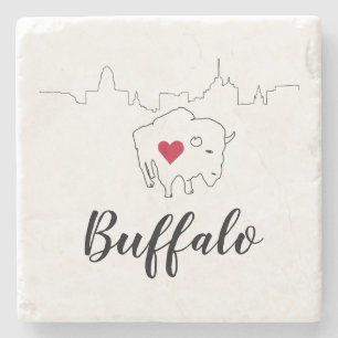 Posavasos De Piedra Ilustracion Skyline de Buffalo