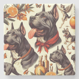 Posavasos De Piedra Ilustracion Vintage Cane Corso
