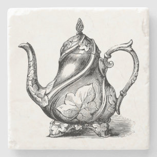 Posavasos De Piedra Ilustracion vintage de Teapot