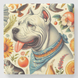 Posavasos De Piedra Ilustracion Vintage Dogo Argentino